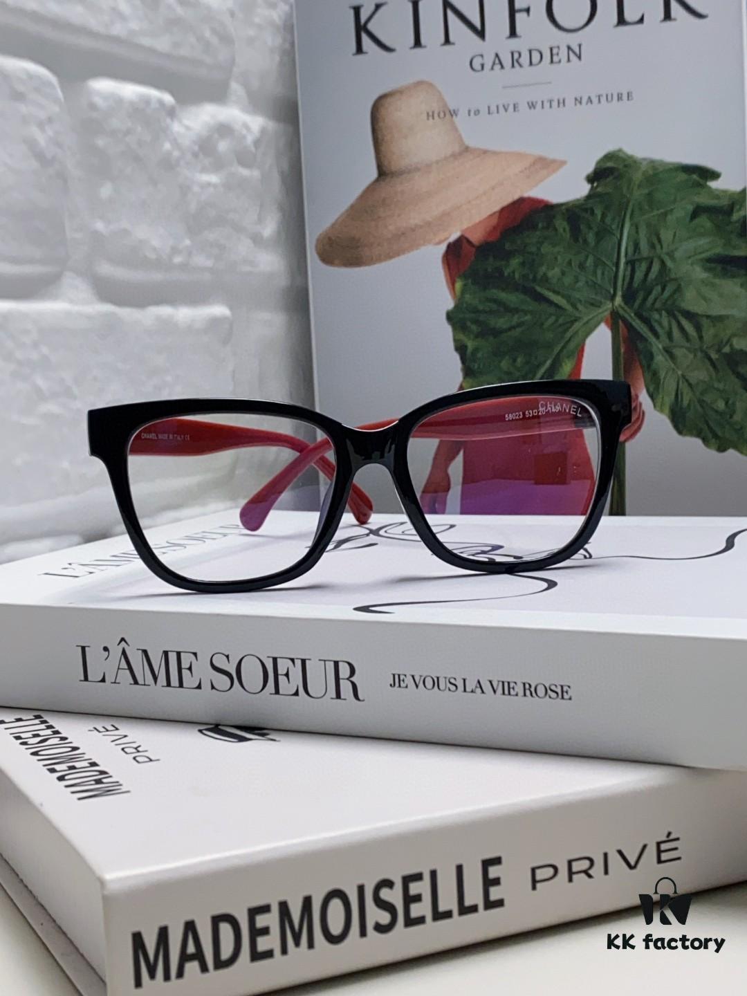 6931f7ec3a89a121ed549412 Chanel 2025 New Celebrity-Inspired Frame-Only Glasses for Women, Blue Light Blocking Square Frame Unisex Eyewear, Panda Color-Block Design Sunglasses