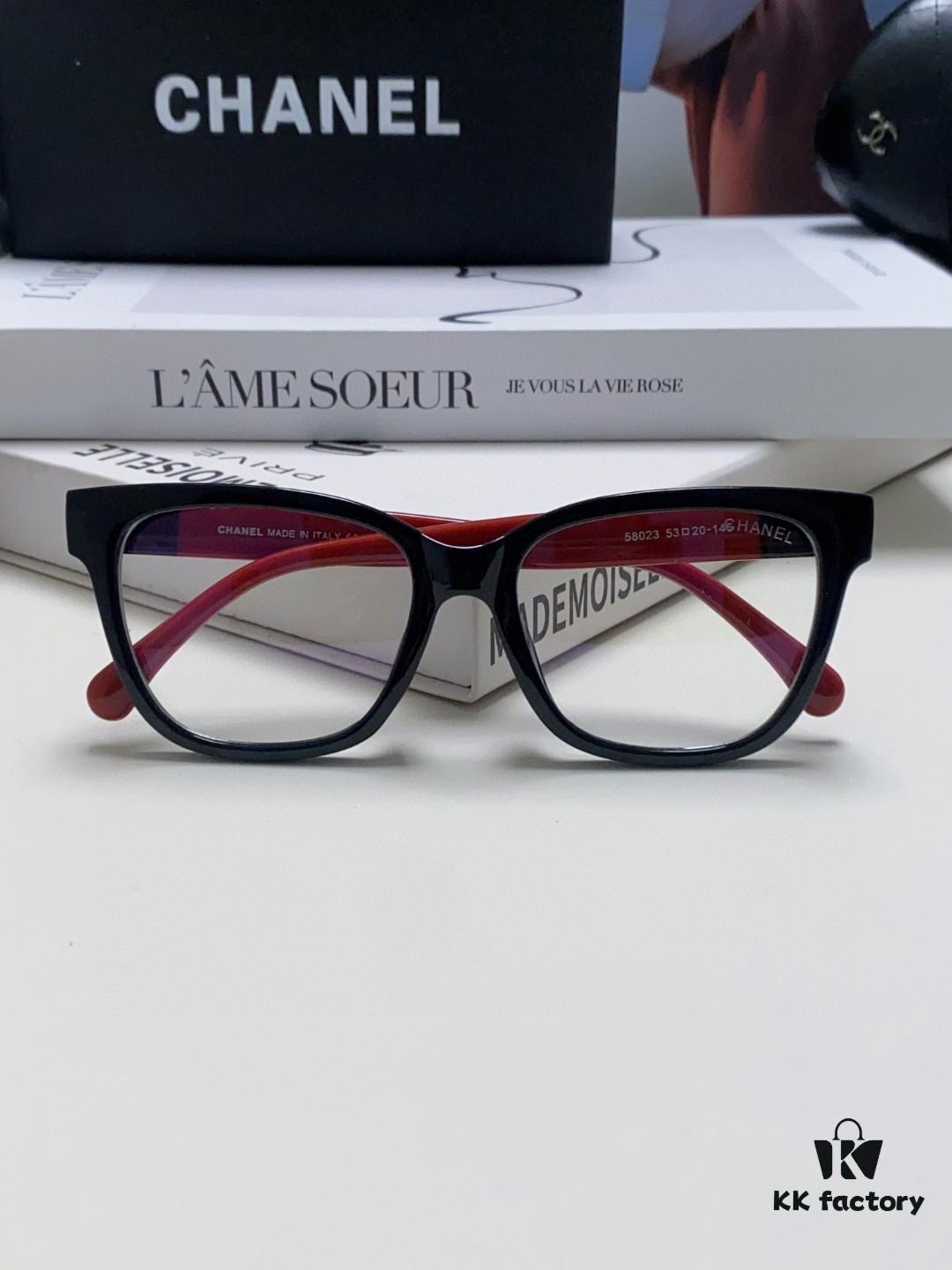6931f7ec3a89a121ed549417 Chanel 2025 New Celebrity-Inspired Frame-Only Glasses for Women, Blue Light Blocking Square Frame Unisex Eyewear, Panda Color-Block Design Sunglasses