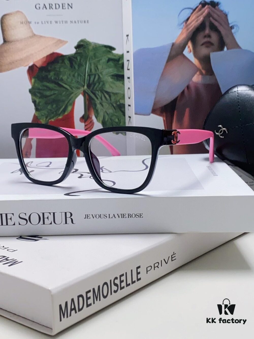 6931f7ec3a89a121ed54941b Chanel 2025 New Celebrity-Inspired Frame-Only Glasses for Women, Blue Light Blocking Square Frame Unisex Eyewear, Panda Color-Block Design Sunglasses
