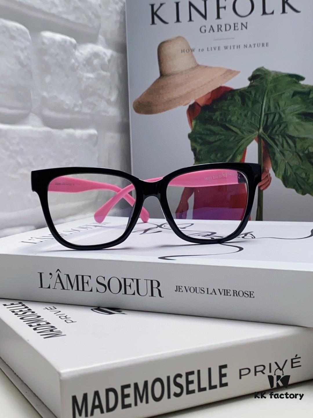 6931f7ed3a89a121ed54941c Chanel 2025 New Celebrity-Inspired Frame-Only Glasses for Women, Blue Light Blocking Square Frame Unisex Eyewear, Panda Color-Block Design Sunglasses