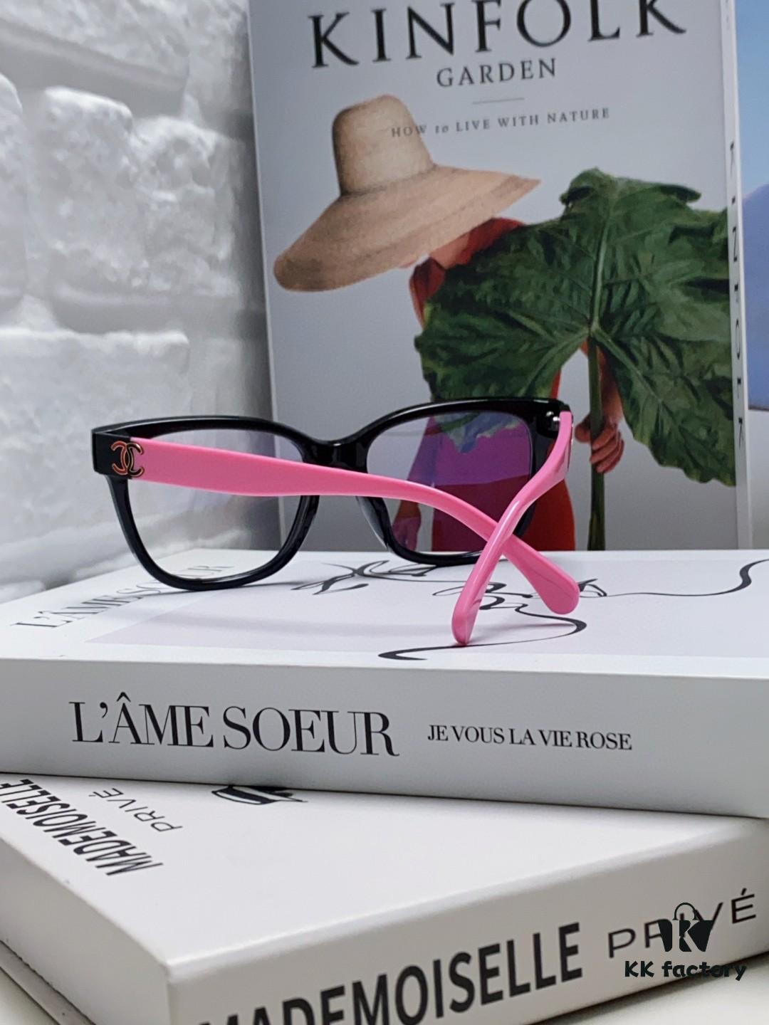 6931f7ed3a89a121ed54941d Chanel 2025 New Celebrity-Inspired Frame-Only Glasses for Women, Blue Light Blocking Square Frame Unisex Eyewear, Panda Color-Block Design Sunglasses