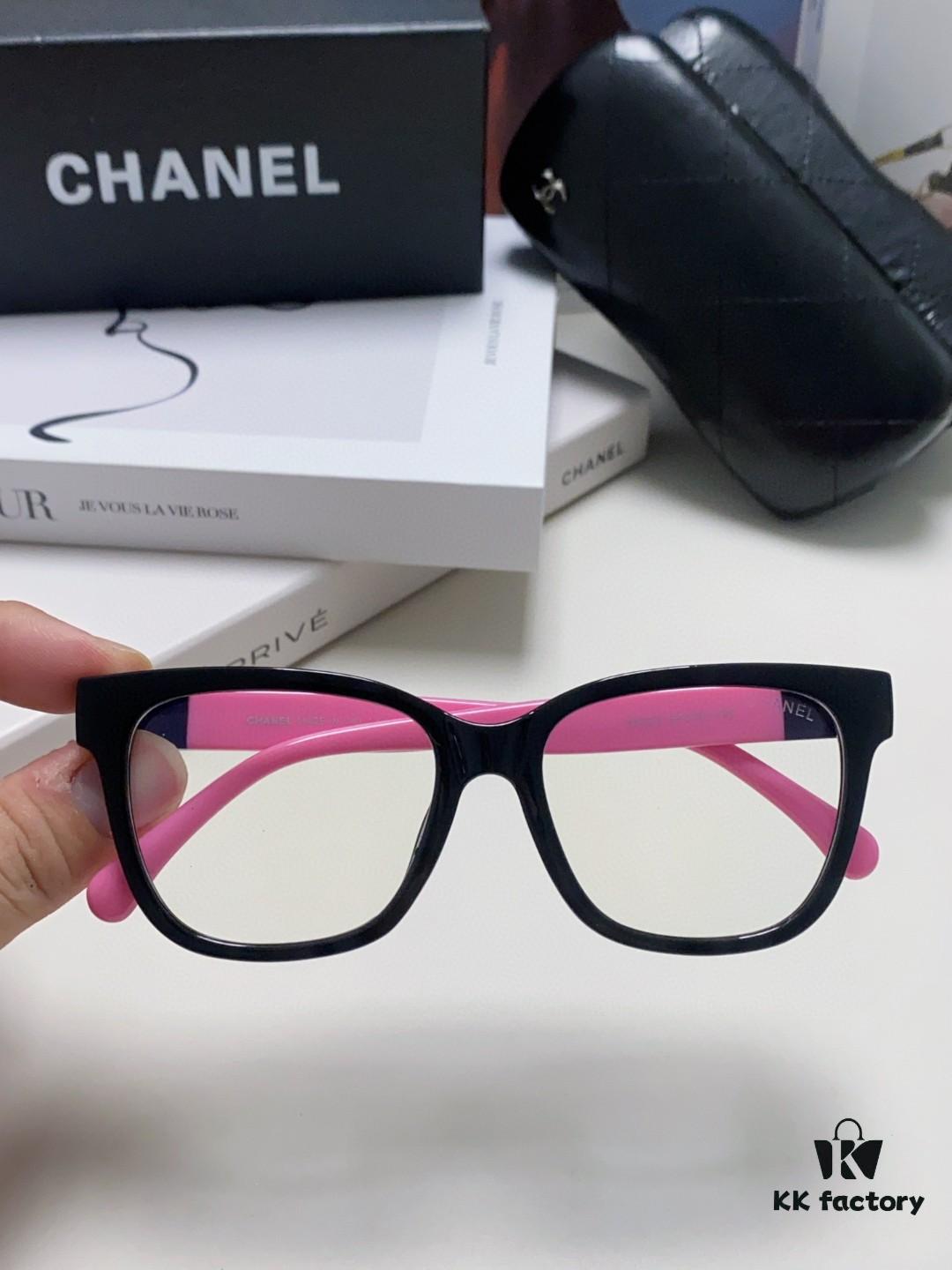 6931f7ed3a89a121ed54941e Chanel 2025 New Celebrity-Inspired Frame-Only Glasses for Women, Blue Light Blocking Square Frame Unisex Eyewear, Panda Color-Block Design Sunglasses