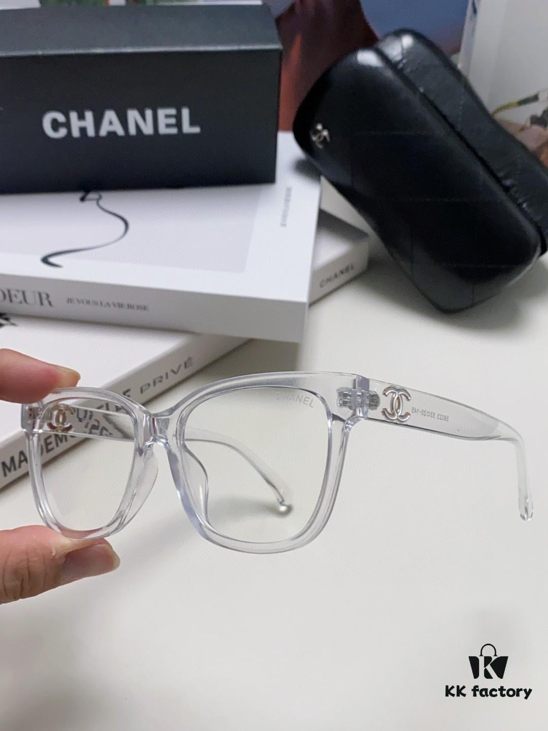 6931f7ed3a89a121ed54942a Chanel 2025 New Celebrity-Inspired Frame-Only Glasses for Women, Blue Light Blocking Square Frames, Unisex Panda Color-Block Eyewear, Suitable for Myopia, Non-Prescription Sunglasses
