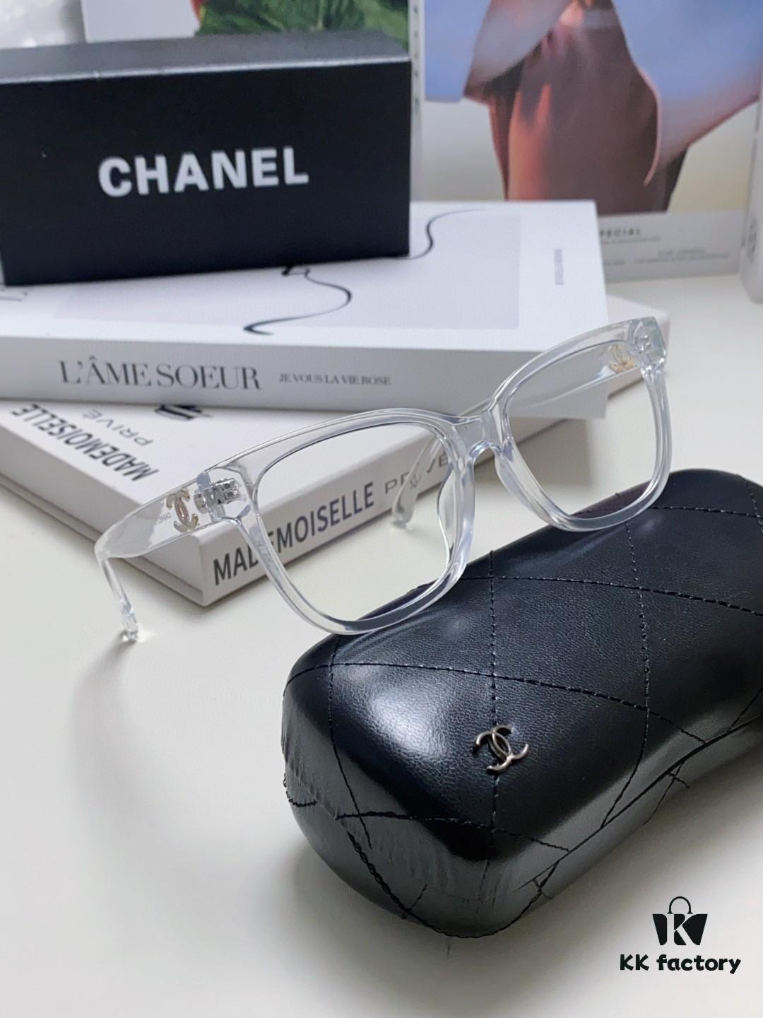 6931f7ee3a89a121ed54942c Chanel 2025 New Celebrity-Inspired Frame-Only Glasses for Women, Blue Light Blocking Square Frames, Unisex Panda Color-Block Eyewear, Suitable for Myopia, Non-Prescription Sunglasses