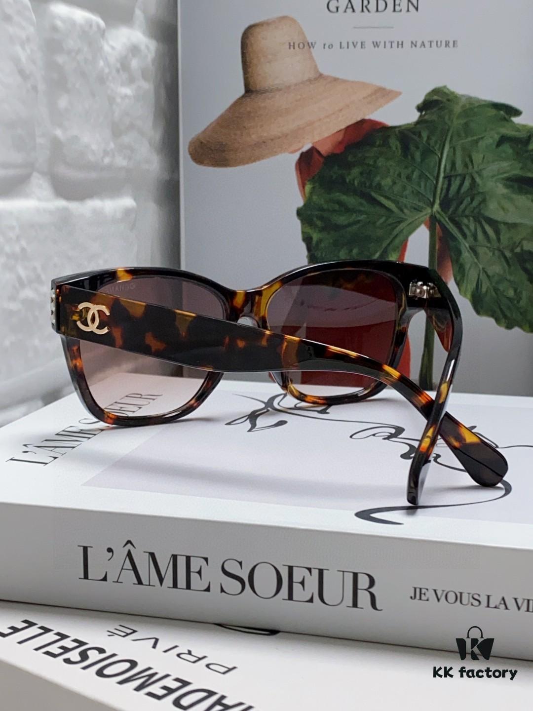 Chanel Pearl Sunglasses for Women, New Model with Double C Polarized Lenses, Celebrity-Favorite Sun Glasses, Fashionable and Popular Eyewear