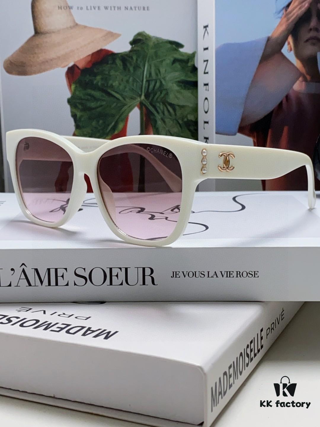 6931f8133a89a121ed54964b Chanel Pearl Sunglasses for Women, New Double C Polarized Celebrity Cat-eye Sun Glasses, Fashionable Popular Style