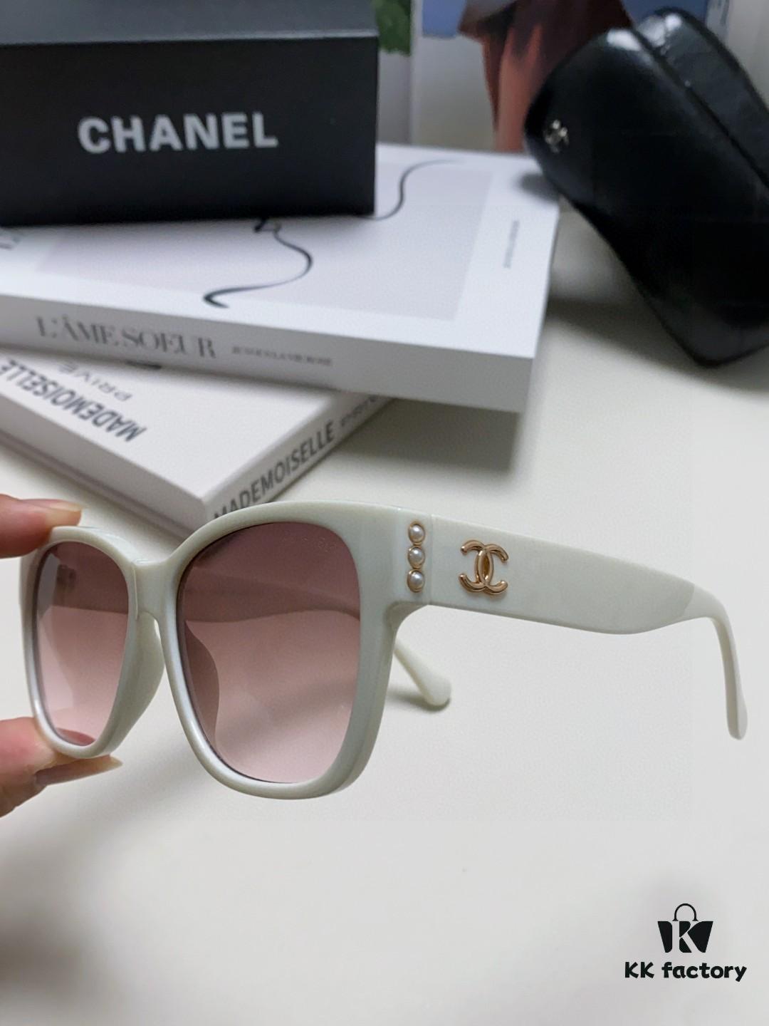 6931f8133a89a121ed54964f Chanel Pearl Sunglasses for Women, New Double C Polarized Celebrity Cat-eye Sun Glasses, Fashionable Popular Style