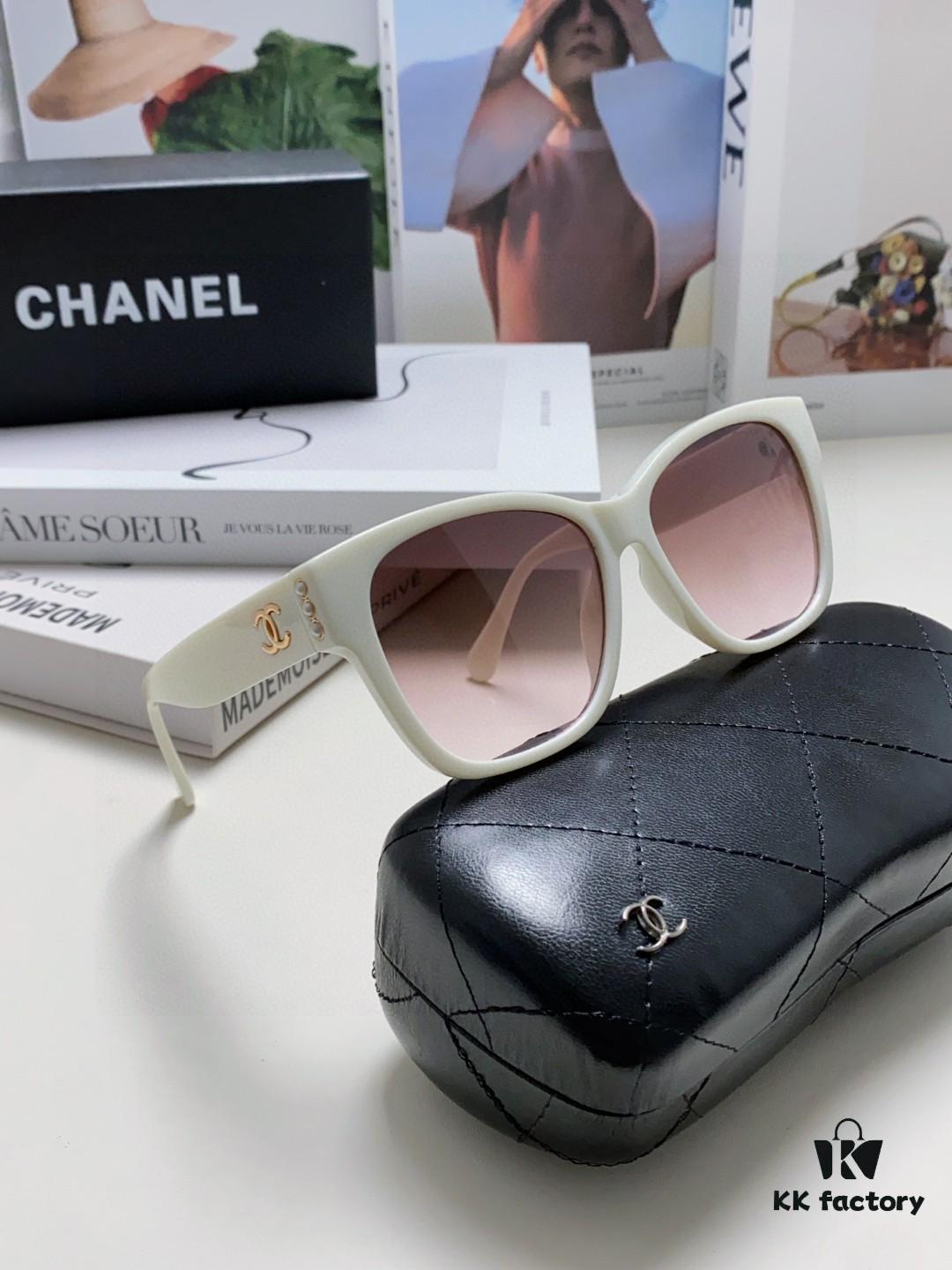 6931f8133a89a121ed549651 Chanel Pearl Sunglasses for Women, New Double C Polarized Celebrity Cat-eye Sun Glasses, Fashionable Popular Style