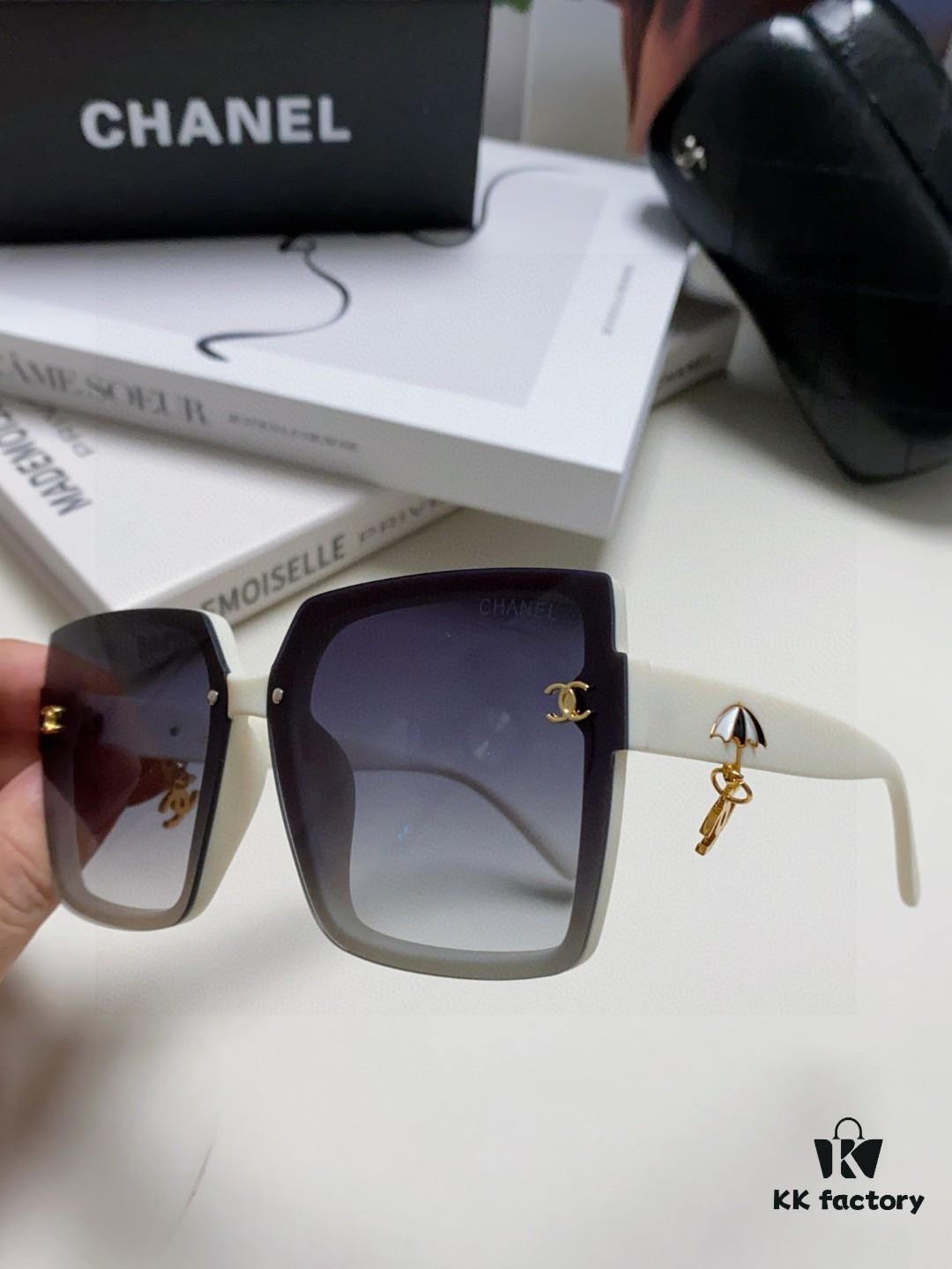 6931f8173a89a121ed54968c Chanel 2025 New Arrival Fashion Sunglasses, Stylish Oversized Gradient Lenses, Face-Framing UV Protection Shades with Umbrella Pendant, Classic Little Luxury Chic