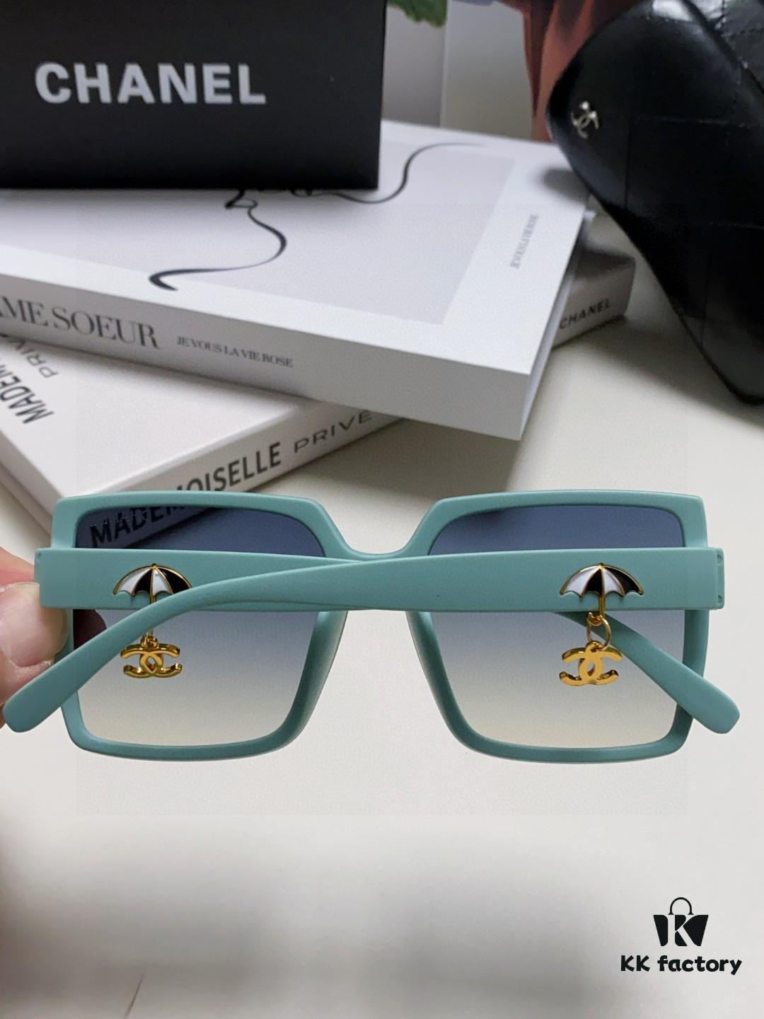 6931f8193a89a121ed54969f Chanel 2025 New Arrival Fashion Sunglasses, Oversized Gradient Lenses for Slimming Effect, UV Protection, Elegant Style with Umbrella Pendant