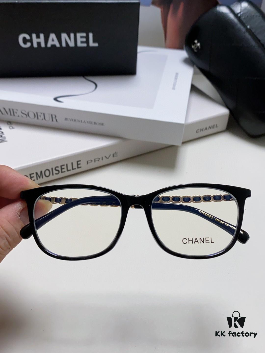 6931f81a3a89a121ed5496ab Chanel 2025 New Arrival Black Frame Glasses, Same Style as Zhao Lusi, Women's Minimalist Chic Optical Frames with Chain Detail, Blue Light Blocking, Prescription Ready, Oversized for a Flattering Look