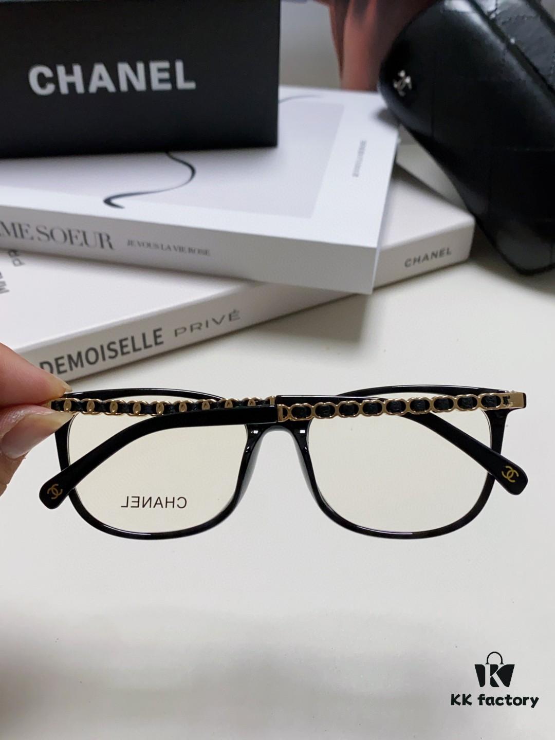 6931f81a3a89a121ed5496ac Chanel 2025 New Arrival Black Frame Glasses, Same Style as Zhao Lusi, Women's Minimalist Chic Optical Frames with Chain Detail, Blue Light Blocking, Prescription Ready, Oversized for a Flattering Look
