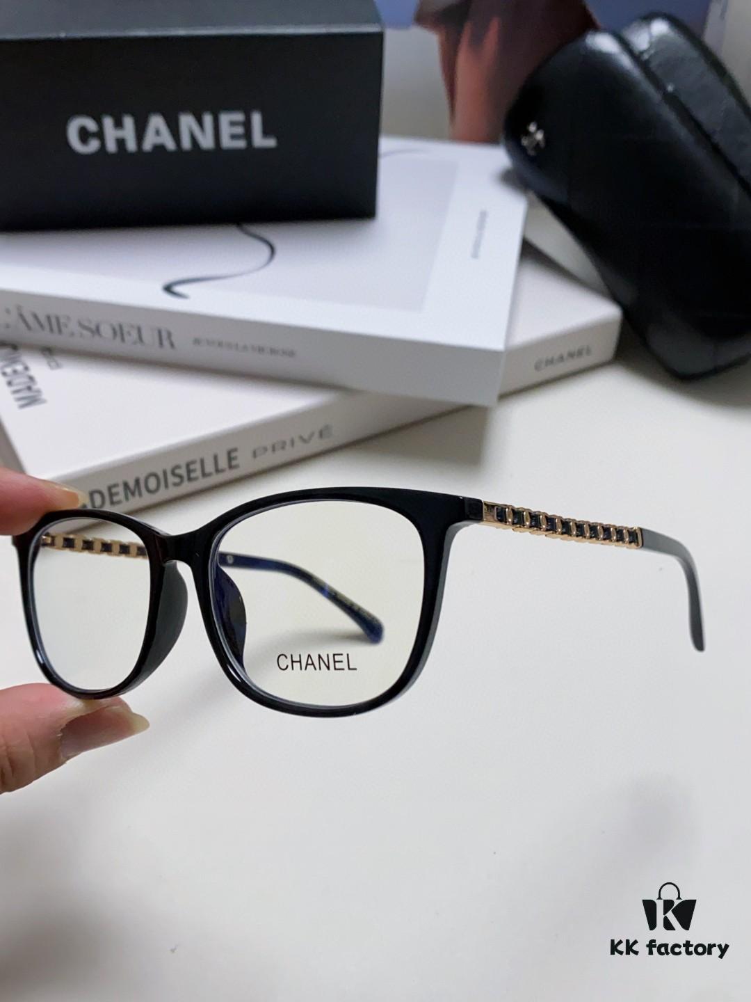 6931f81a3a89a121ed5496ad Chanel 2025 New Arrival Black Frame Glasses, Same Style as Zhao Lusi, Women's Minimalist Chic Optical Frames with Chain Detail, Blue Light Blocking, Prescription Ready, Oversized for a Flattering Look