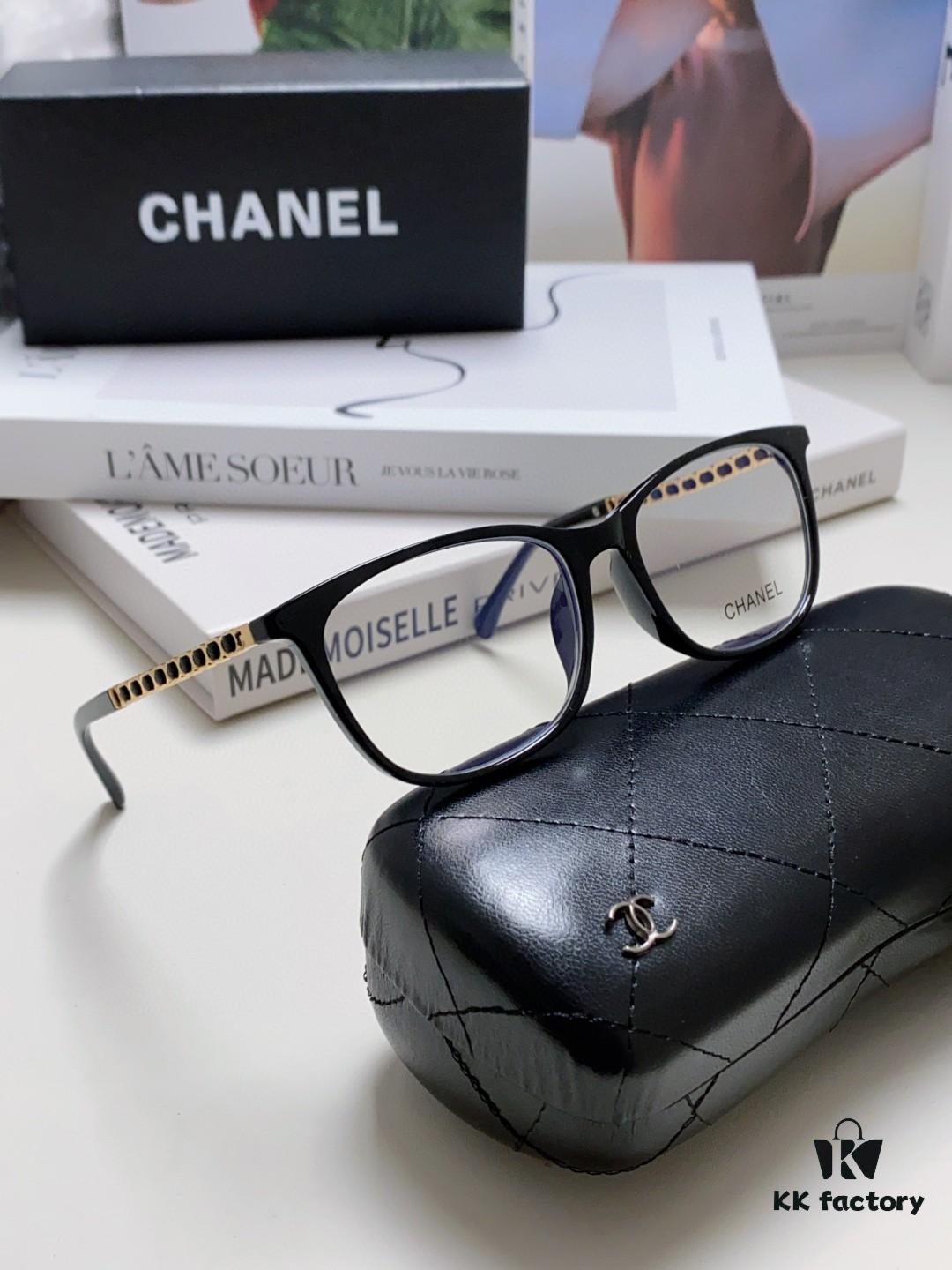 6931f81a3a89a121ed5496af Chanel 2025 New Arrival Black Frame Glasses, Same Style as Zhao Lusi, Women's Minimalist Chic Optical Frames with Chain Detail, Blue Light Blocking, Prescription Ready, Oversized for a Flattering Look
