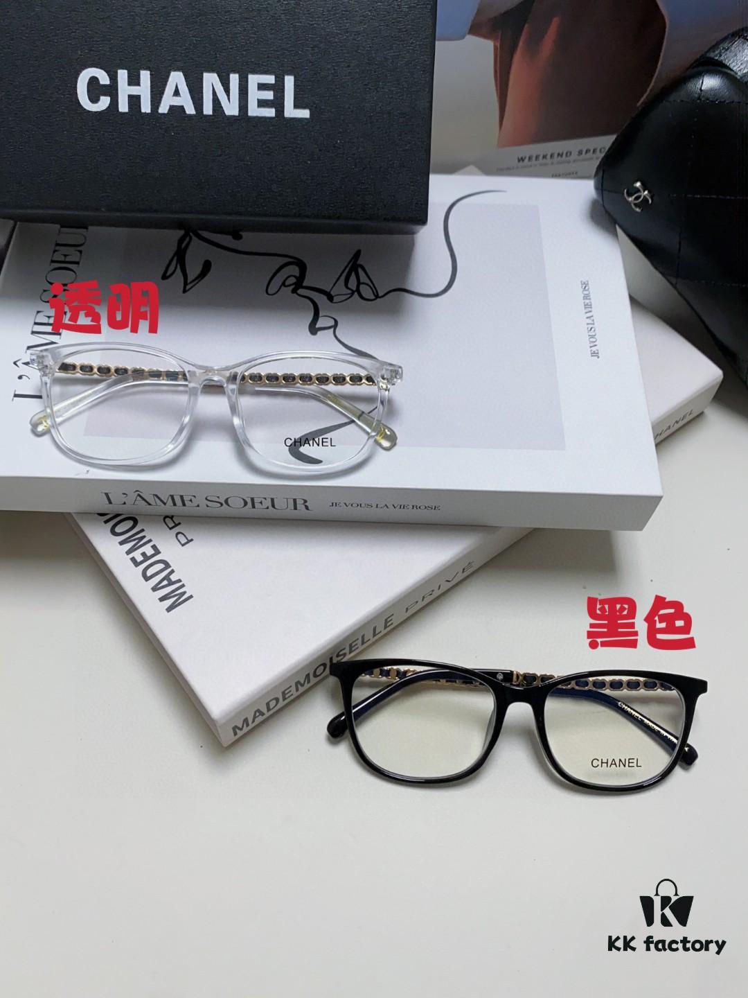 6931f81a3a89a121ed5496b1 Chanel 2025 New Arrival Black Frame Glasses, Same Style as Zhao Lusi, Women's Minimalist Chic Optical Frames with Chain Detail, Blue Light Blocking, Prescription Ready, Oversized for a Flattering Look