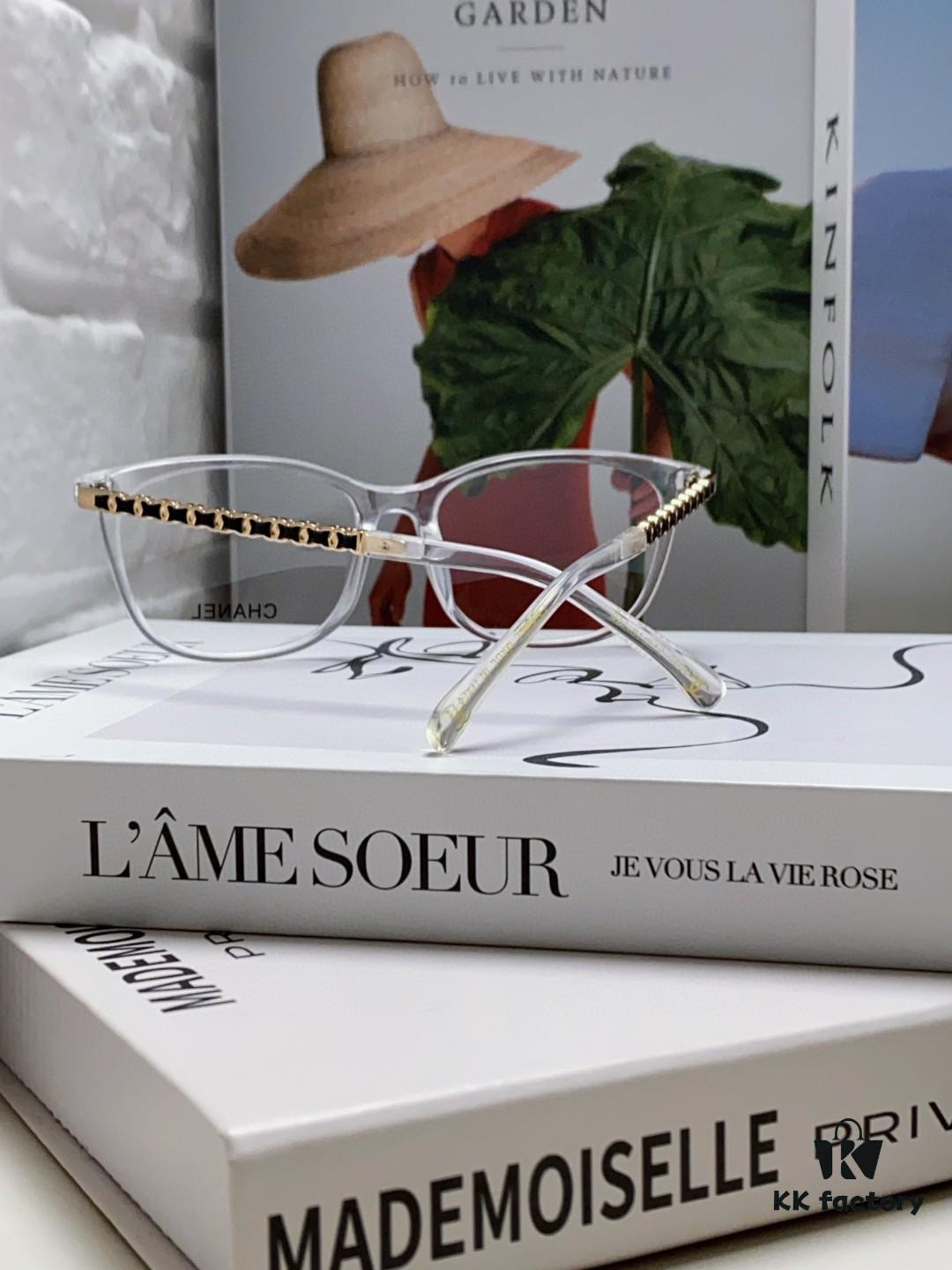 6931f81a3a89a121ed5496b4 Chanel 2025 New Arrival Black Frame Glasses, Same Style as Zhao Lusi, Women's Minimalist Chic Optical Frames with Chain Detail, Blue Light Blocking, Prescription Ready, Oversized for a Flattering Look