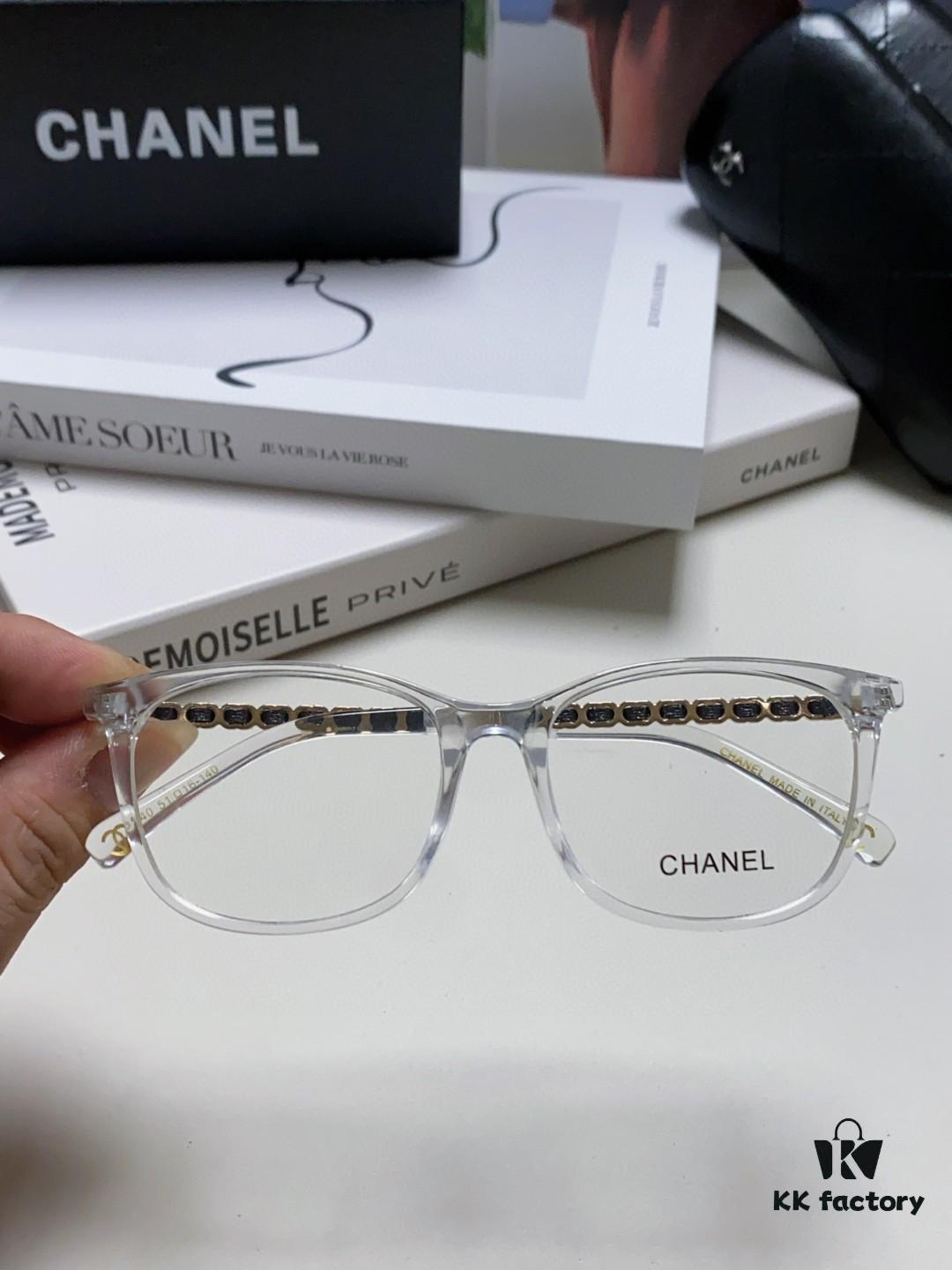 6931f81a3a89a121ed5496b5 Chanel 2025 New Arrival Black Frame Glasses, Same Style as Zhao Lusi, Women's Minimalist Chic Optical Frames with Chain Detail, Blue Light Blocking, Prescription Ready, Oversized for a Flattering Look