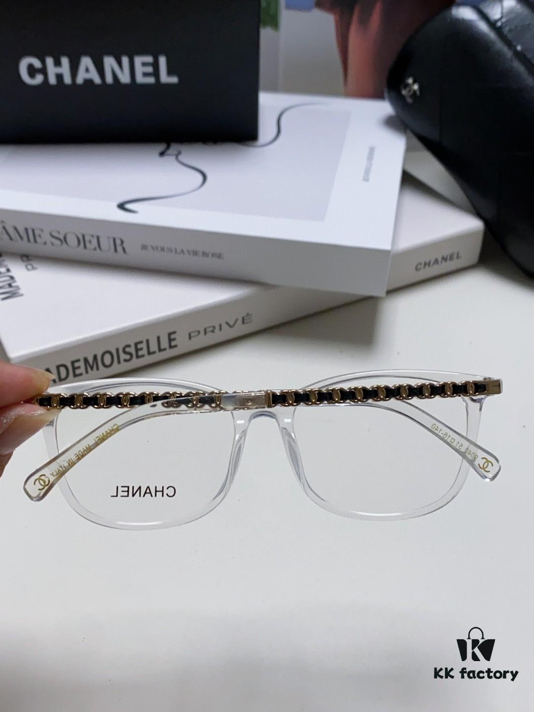 6931f81a3a89a121ed5496b6 Chanel 2025 New Arrival Black Frame Glasses, Same Style as Zhao Lusi, Women's Minimalist Chic Optical Frames with Chain Detail, Blue Light Blocking, Prescription Ready, Oversized for a Flattering Look