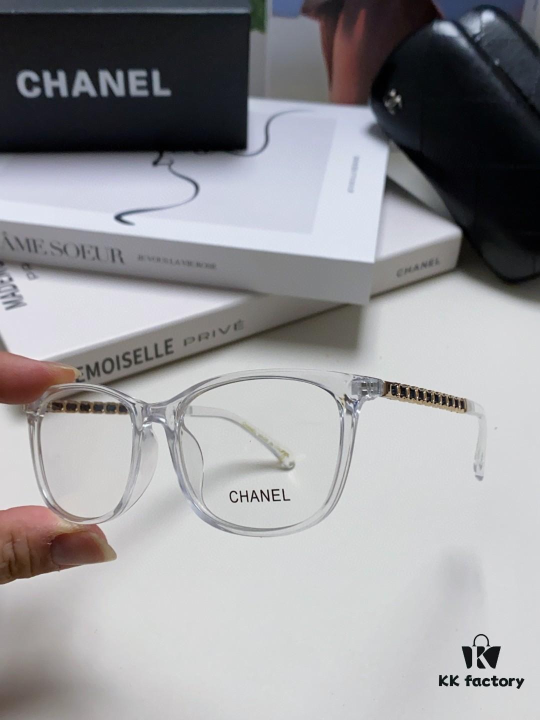6931f81a3a89a121ed5496b7 Chanel 2025 New Arrival Black Frame Glasses, Same Style as Zhao Lusi, Women's Minimalist Chic Optical Frames with Chain Detail, Blue Light Blocking, Prescription Ready, Oversized for a Flattering Look