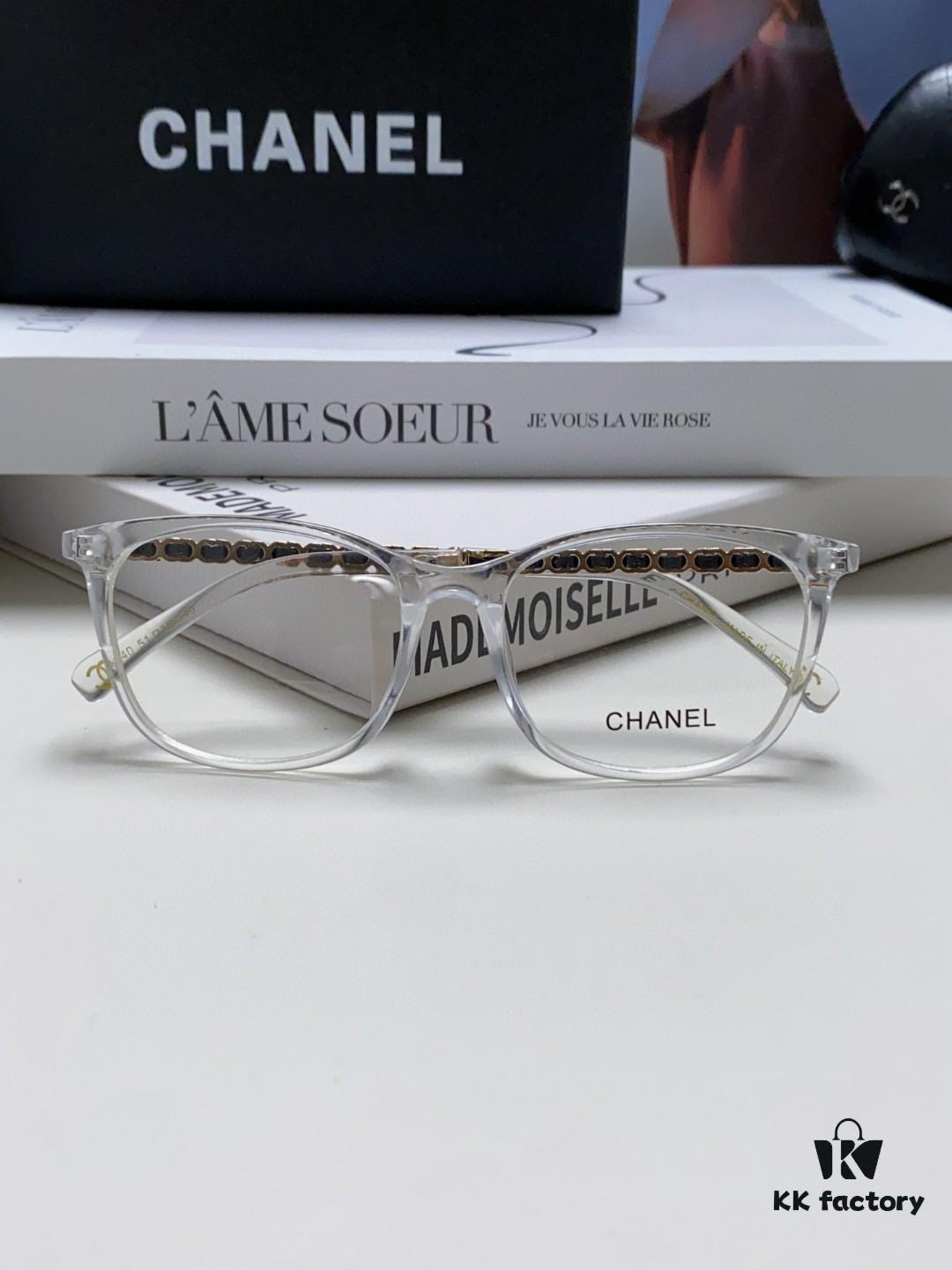 6931f81a3a89a121ed5496b8 Chanel 2025 New Arrival Black Frame Glasses, Same Style as Zhao Lusi, Women's Minimalist Chic Optical Frames with Chain Detail, Blue Light Blocking, Prescription Ready, Oversized for a Flattering Look