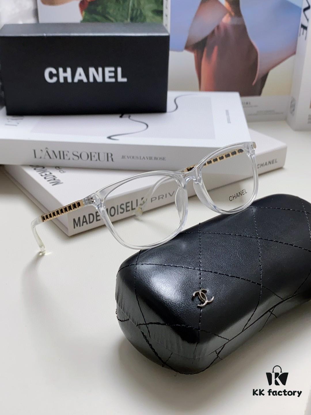 6931f81a3a89a121ed5496b9 Chanel 2025 New Arrival Black Frame Glasses, Same Style as Zhao Lusi, Women's Minimalist Chic Optical Frames with Chain Detail, Blue Light Blocking, Prescription Ready, Oversized for a Flattering Look