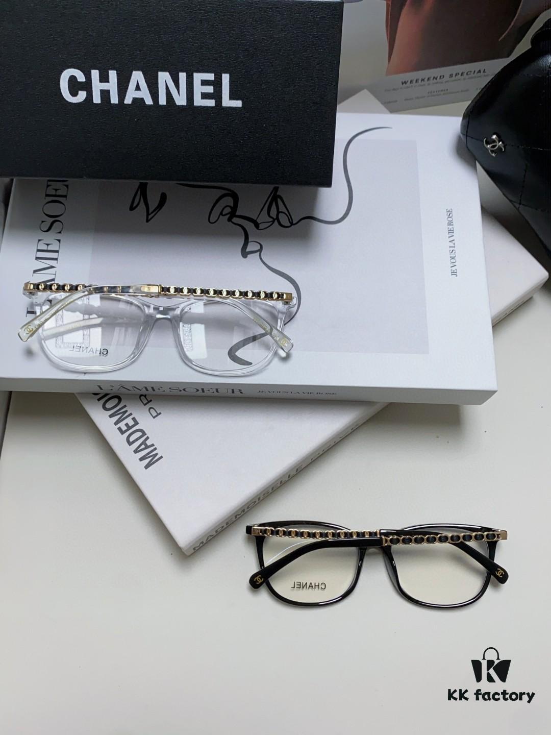 6931f81b3a89a121ed5496ba Chanel 2025 New Arrival Black Frame Glasses, Same Style as Zhao Lusi, Women's Minimalist Chic Optical Frames with Chain Detail, Blue Light Blocking, Prescription Ready, Oversized for a Flattering Look