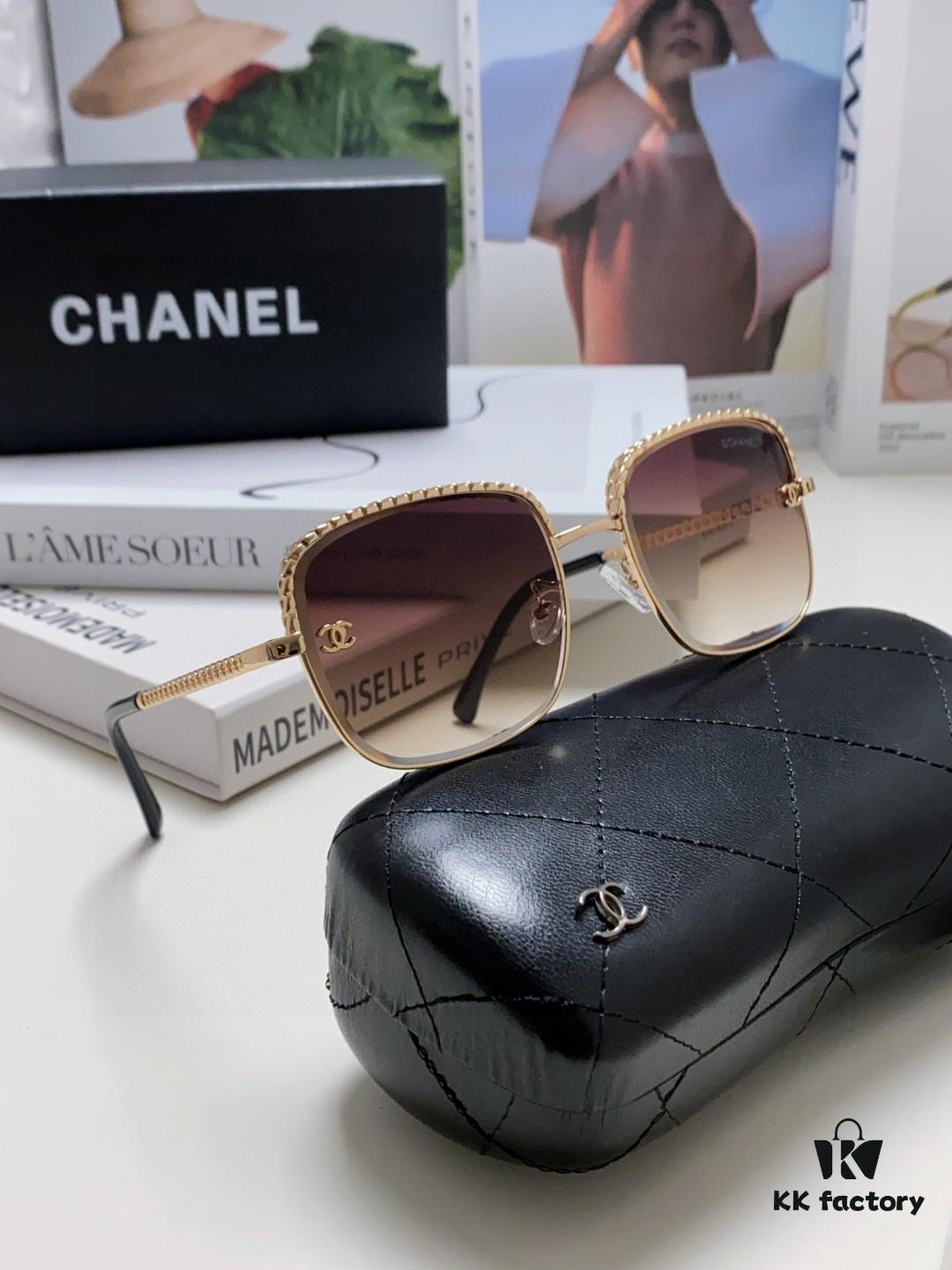 6931f82d3a89a121ed5497ba Chanel 2025 New Arrival Women's Sunglasses, Classic Chic Tea-Tinted UV-Protective Sunglasses with Chain Detail, Fashionable and Elegant Design