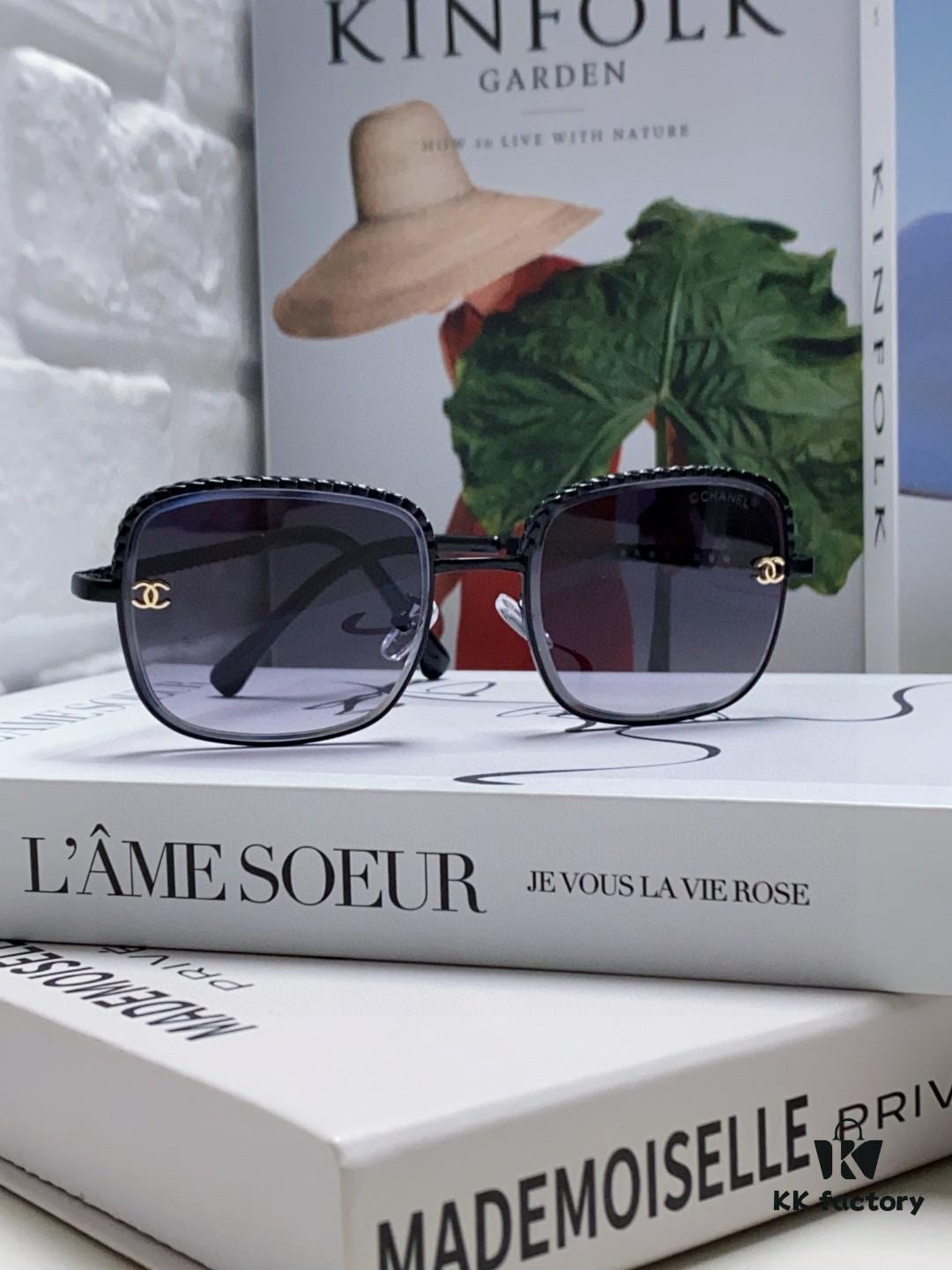 6931f82d3a89a121ed5497be Chanel 2025 New Arrival Classic Style Women's Sunglasses with Chain Detail, Vintage Brown UV-Protective Designer Sun Glasses