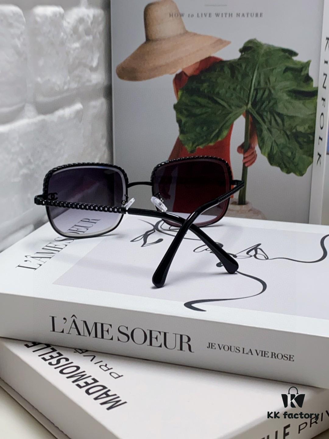 6931f82d3a89a121ed5497bf Chanel 2025 New Arrival Classic Style Women's Sunglasses with Chain Detail, Vintage Brown UV-Protective Designer Sun Glasses