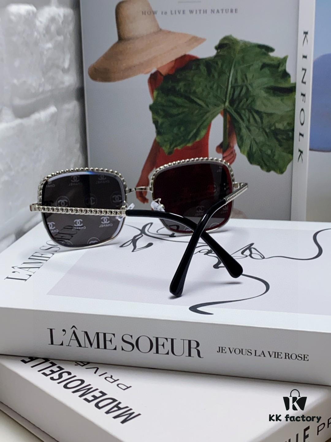 6931f82f3a89a121ed5497d3 Chanel 2025 New Arrival Women's Sunglasses, Classic Tweed Style Brown UV-Protective Designer Shades with Chain Detail