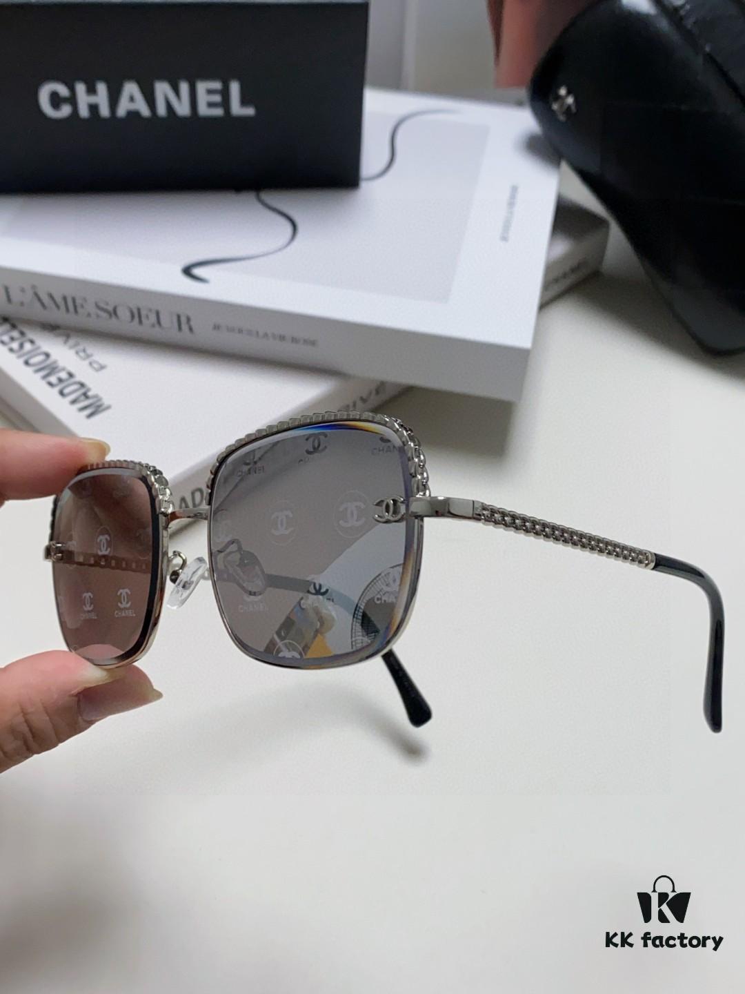 6931f82f3a89a121ed5497d6 Chanel 2025 New Arrival Women's Sunglasses, Classic Tweed Style Brown UV-Protective Designer Shades with Chain Detail