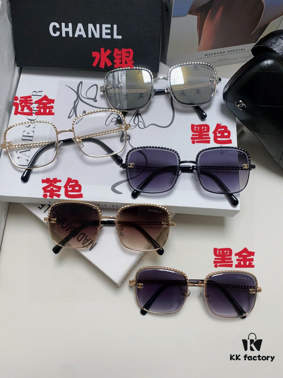 6931f82f3a89a121ed5497da Chanel 2025 New Arrival Women's Sunglasses, Classic Tweed Style Brown UV-Protective Designer Shades with Chain Detail