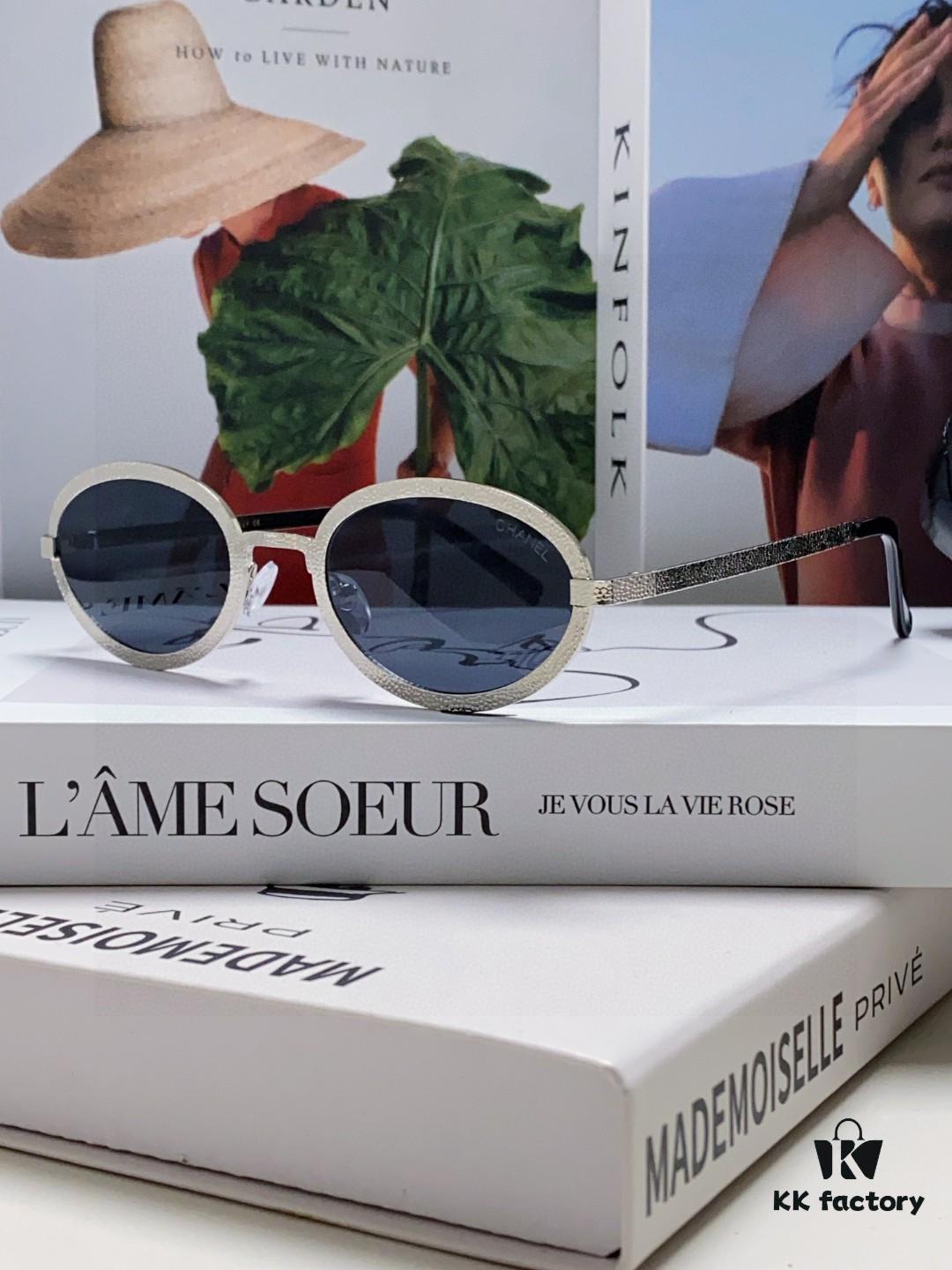 6931f8333a89a121ed549813 Chanel 2025 New Arrival Women's Oval Sunglasses, French Retro Stylish Design, Slimming Narrow Frame with Sparkling Metal Trim for Round Faces, Elegant European-American Style