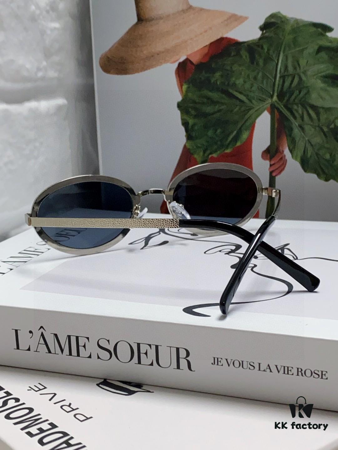 6931f8333a89a121ed549815 Chanel 2025 New Arrival Women's Oval Sunglasses, French Retro Stylish Design, Slimming Narrow Frame with Sparkling Metal Trim for Round Faces, Elegant European-American Style
