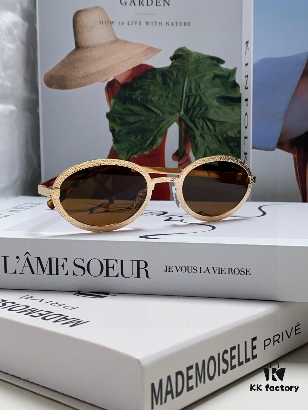 6931f8343a89a121ed549820 Chanel 2025 New Arrival Women's Oval Sunglasses, French Vintage Style, Flattering for Round Faces, Slim Metallic Frame, Elegant and Trendy