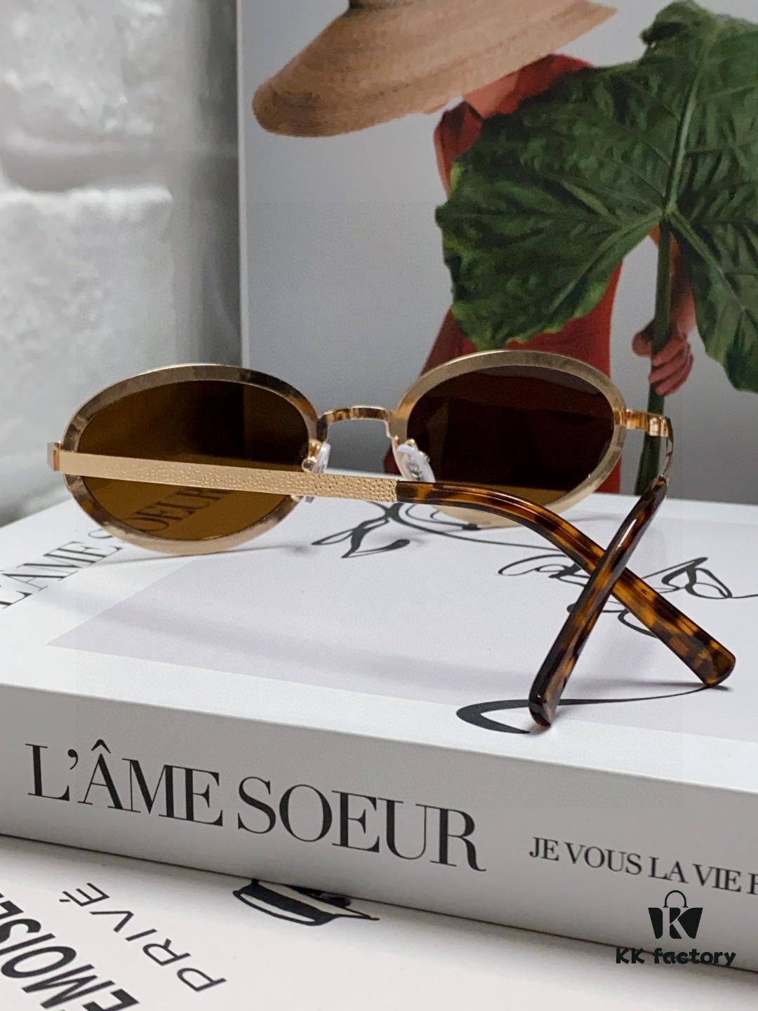 6931f8343a89a121ed549821 Chanel 2025 New Arrival Women's Oval Sunglasses, French Vintage Style, Flattering for Round Faces, Slim Metallic Frame, Elegant and Trendy