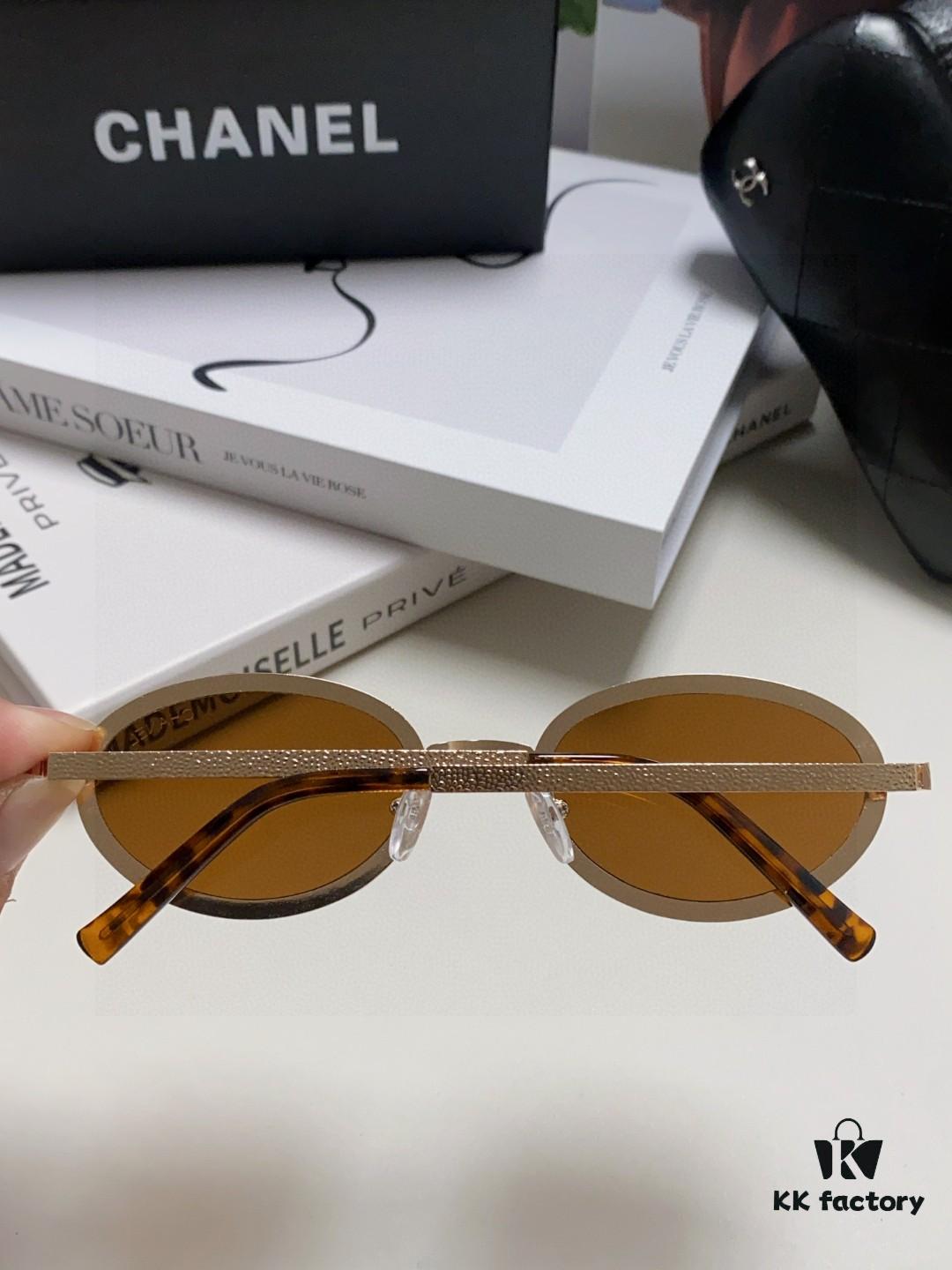 6931f8343a89a121ed549823 Chanel 2025 New Arrival Women's Oval Sunglasses, French Vintage Style, Flattering for Round Faces, Slim Metallic Frame, Elegant and Trendy