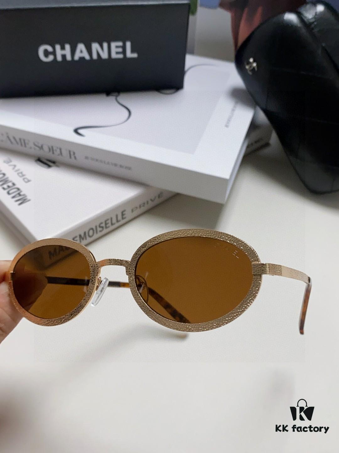6931f8343a89a121ed549824 Chanel 2025 New Arrival Women's Oval Sunglasses, French Vintage Style, Flattering for Round Faces, Slim Metallic Frame, Elegant and Trendy