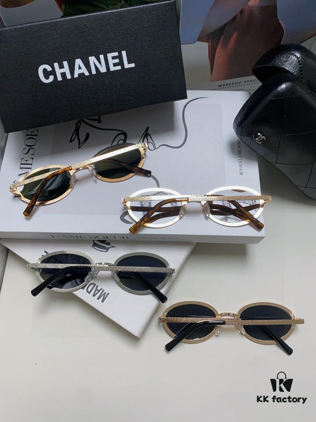 6931f8343a89a121ed549827 Chanel 2025 New Arrival Women's Oval Sunglasses, French Vintage Style, Flattering for Round Faces, Slim Metallic Frame, Elegant and Trendy