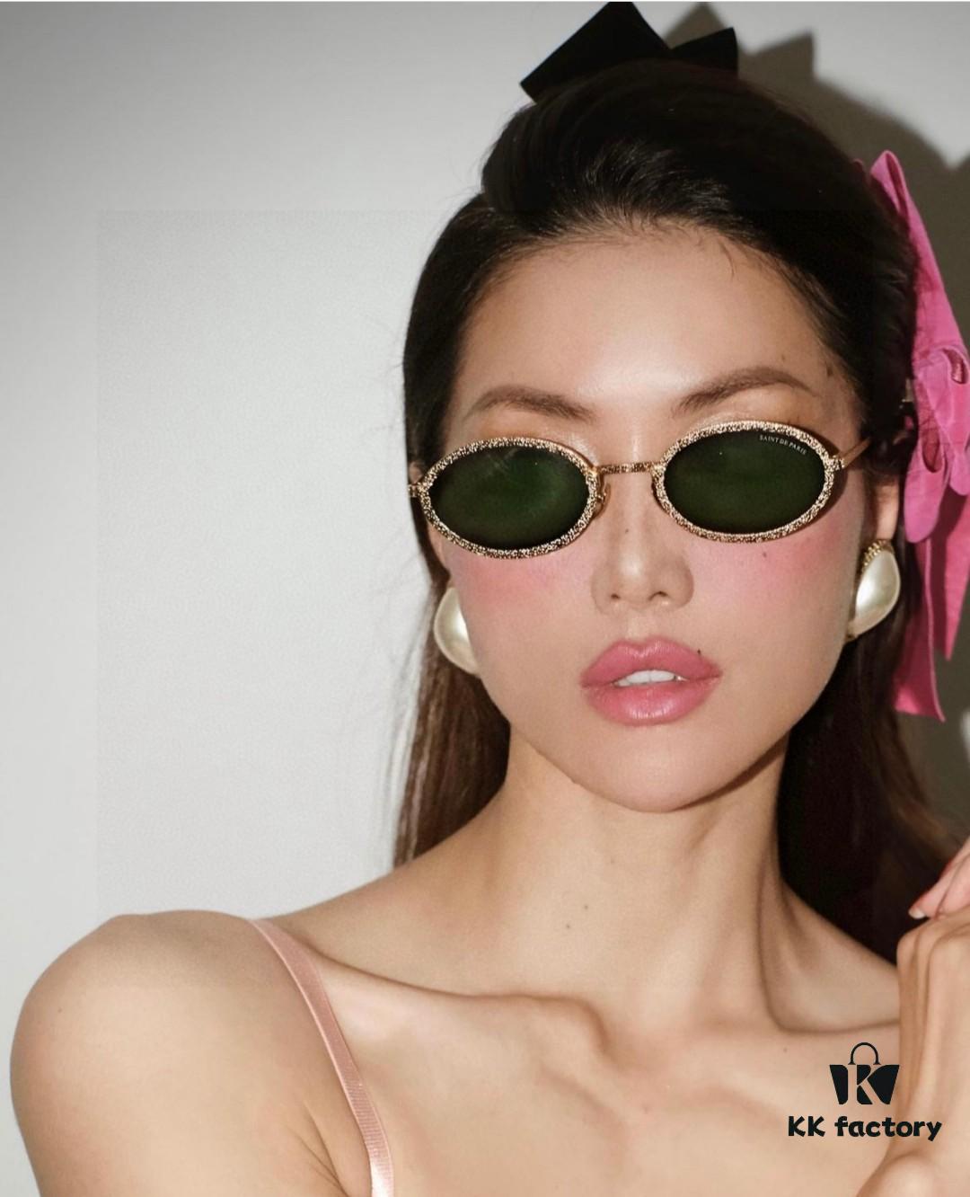 6931f8353a89a121ed549829 Chanel 2025 New Arrival Women's Oval Vintage French Style Sunglasses for Round Face, Slimming Narrow Frame with Sparkling Metal Trim, High-End Unisex Design