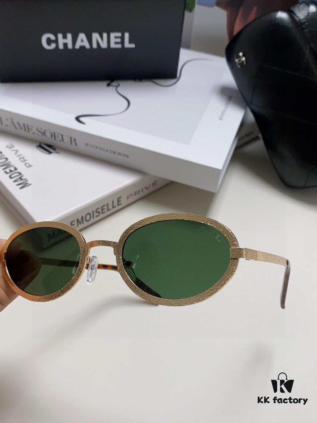 6931f8353a89a121ed549830 Chanel 2025 New Arrival Women's Oval Vintage French Style Sunglasses for Round Face, Slimming Narrow Frame with Sparkling Metal Trim, High-End Unisex Design