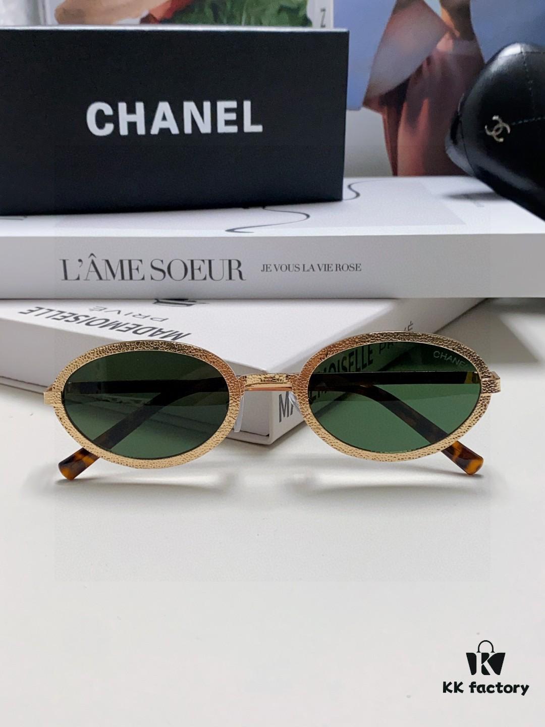 6931f8353a89a121ed549831 Chanel 2025 New Arrival Women's Oval Vintage French Style Sunglasses for Round Face, Slimming Narrow Frame with Sparkling Metal Trim, High-End Unisex Design