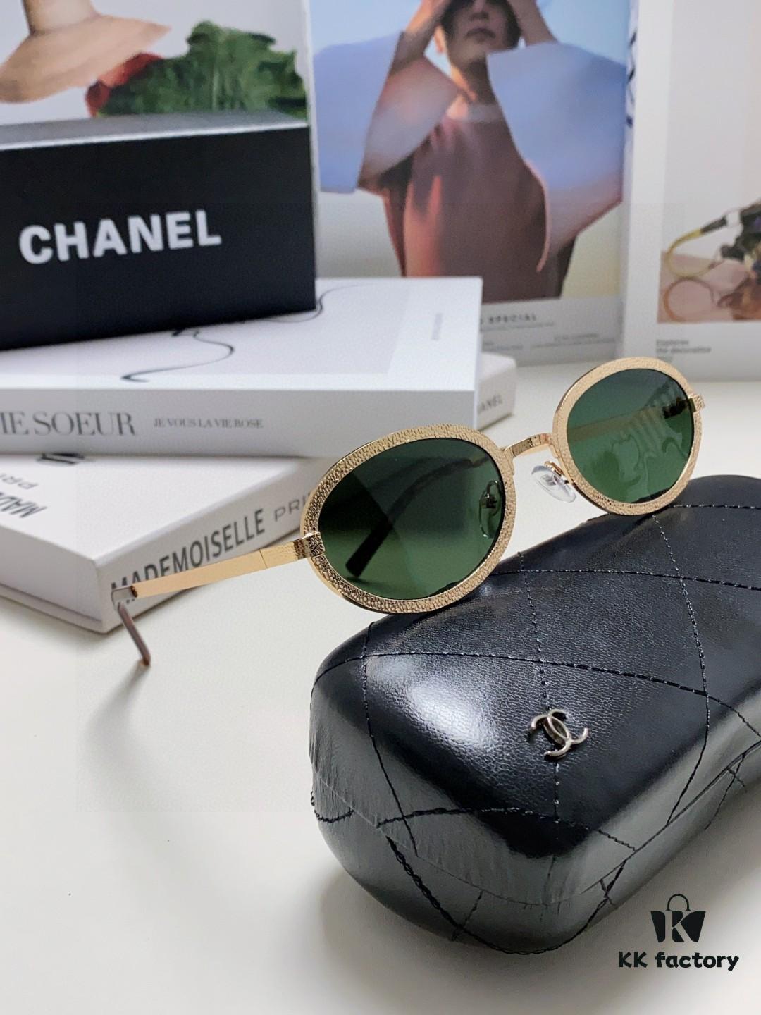 6931f8353a89a121ed549832 Chanel 2025 New Arrival Women's Oval Vintage French Style Sunglasses for Round Face, Slimming Narrow Frame with Sparkling Metal Trim, High-End Unisex Design
