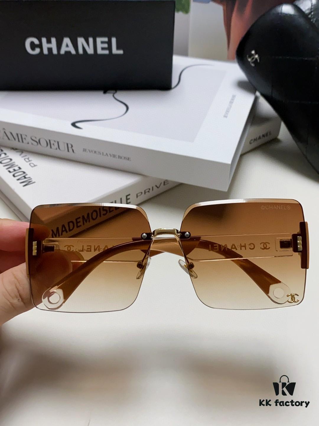 6931f83a3a89a121ed549877 Chanel 2025 Fashion New Large Frame Double C Letter Wide Temple Sunglasses for Women, Versatile UV Protection Eyewear