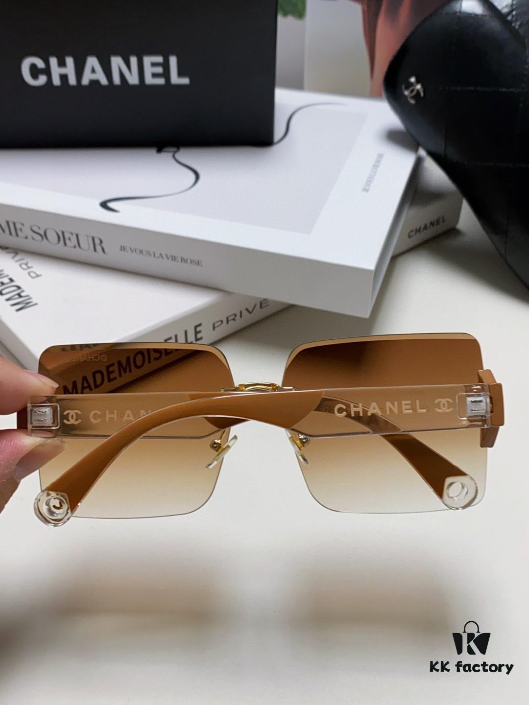 6931f83a3a89a121ed549878 Chanel 2025 Fashion New Large Frame Double C Letter Wide Temple Sunglasses for Women, Versatile UV Protection Eyewear