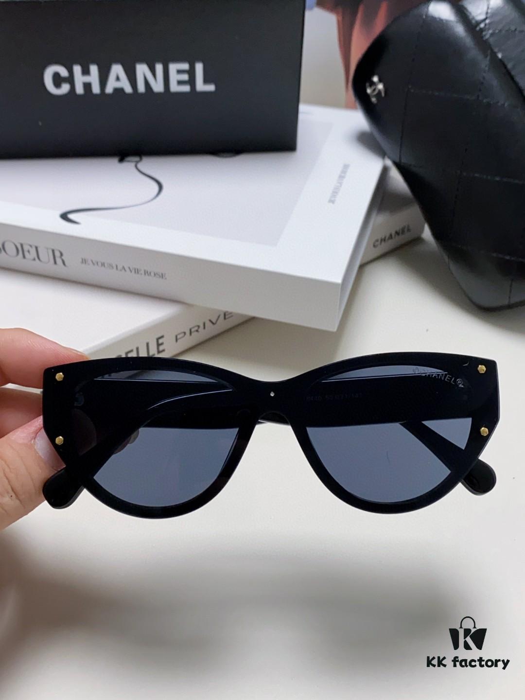 Chanel 24SS New Arrival Oval Women's Sunglasses with Double C Logo Design