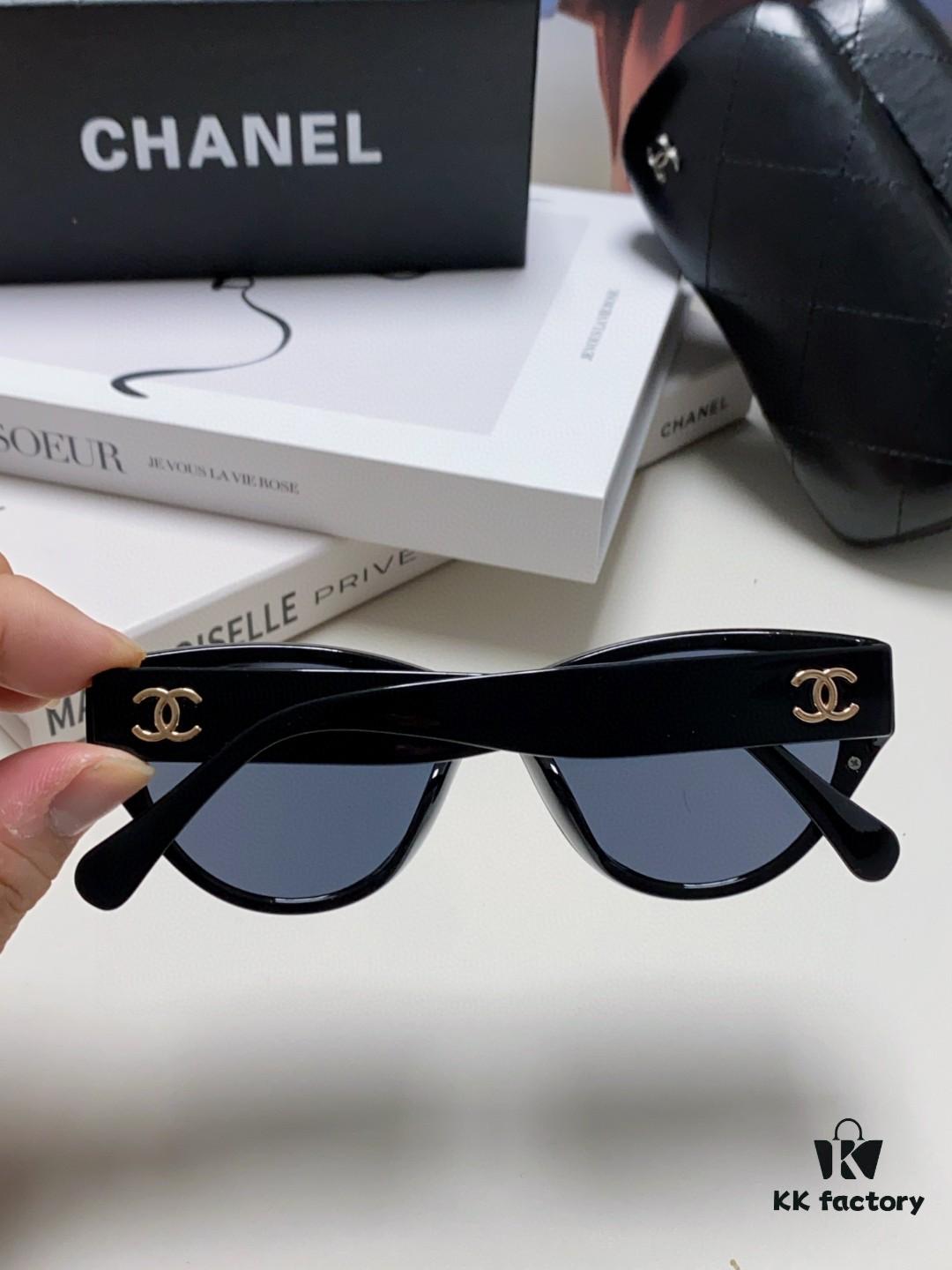 Chanel 24SS New Arrival Oval Women's Sunglasses with Double C Logo Design