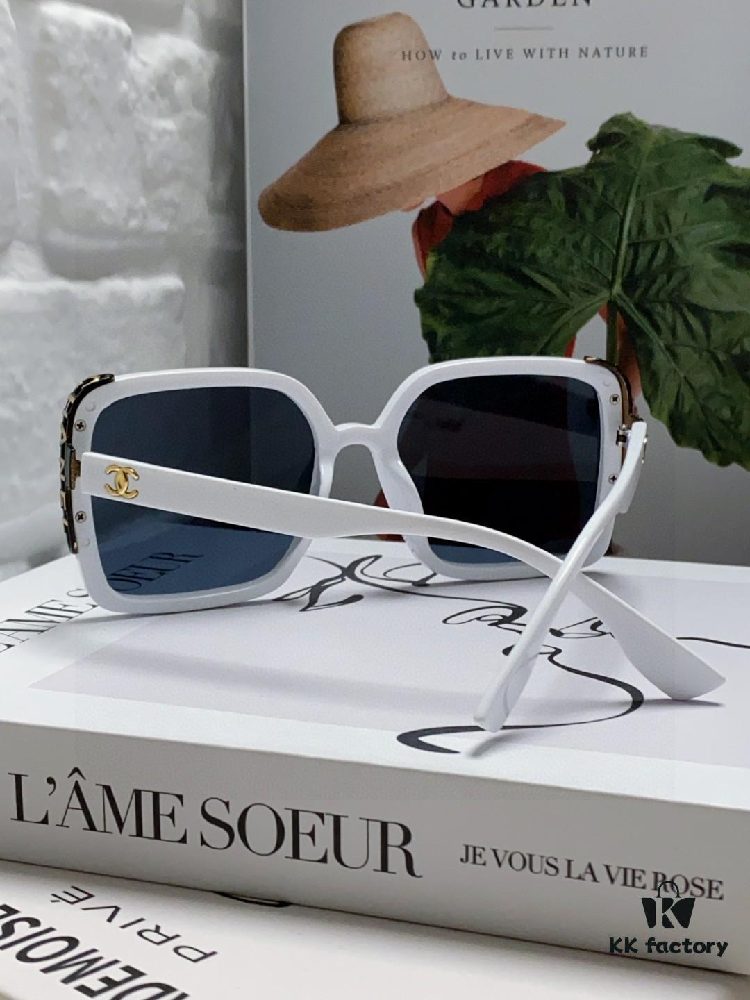 Chanel 2025 New Fashion Sunglasses for Women UV Protection Korean Style Trendy Square Frame Oversized Sun Glasses Summer Face Slimming
