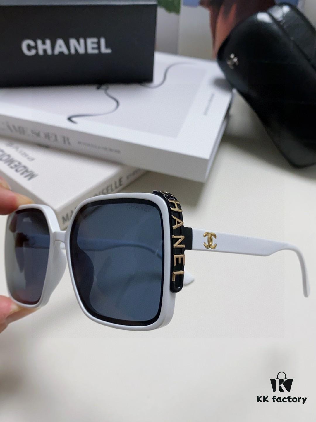 Chanel 2025 New Fashion Sunglasses for Women UV Protection Korean Style Trendy Square Frame Oversized Sun Glasses Summer Face Slimming
