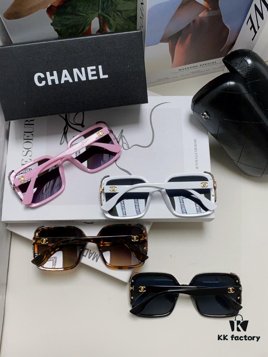 Chanel 2025 New Fashion Sunglasses for Women UV Protection Korean Style Trendy Square Frame Oversized Sun Glasses Summer Face Slimming